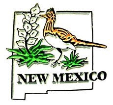 New Mexico State Outline with Greater Roadrunner and Flowers Fridge Magnet - £4.78 GBP