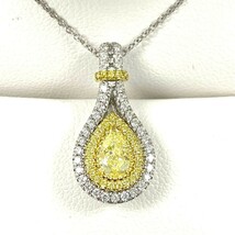 0.90 TCW Natural Fancy Yellow Pear Diamond Pendant Necklace 14k White Gold - $46,805.93 MXN