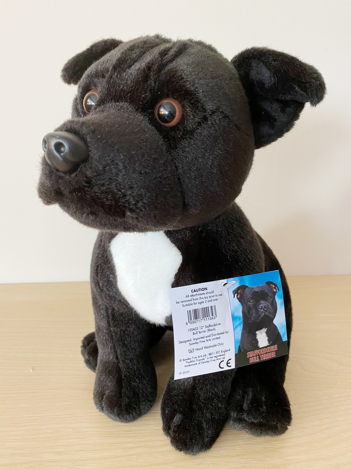 Primary image for Black Staffordshire Bull Terrier gift wrapped or not and an engraved  tag or not