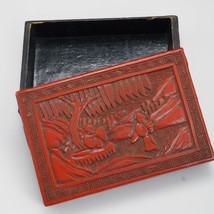 Chinese 19th C Cinnabar Lacquer Box on Wood - £133.19 GBP