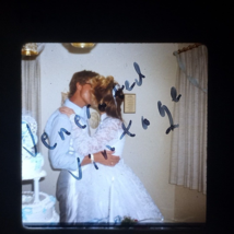 Bride and Groom Kissing At Wedding Cake 1979 Found 35mm Slide Photo OOAK - £6.64 GBP