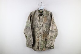 Vtg 90s Cabelas Mens L Distressed Realtree Camouflage Chamois Cloth Shirt USA - £54.17 GBP