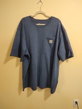 Carhartt Original Fit Short Sleeve Basic Blue T-shirt Men&#39;s Size 4XL Pocket - $14.01