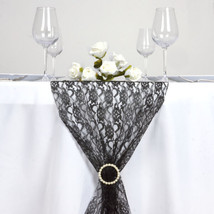 Black Floral Lace 12&quot;&quot; X 108&quot;&quot; Table Runner Wedding Party Catering Decorations G - £6.87 GBP
