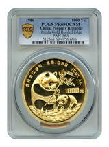China: 1986 1000Yn Gold Panda PCGS PR69DCAM (Reeded Edge) - £34,838.37 GBP