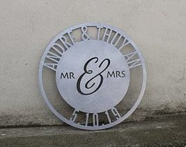 Free brand Personalised Mr and Mrs Wedding Gift, Couple, Metal Wedding Date Sign - £48.18 GBP