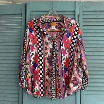 Ruby Rd Petite Woman&#39;s Blouse Shirt ~ Sz PL ~ Pink &amp; Black ~ Long Sleeve - £13.58 GBP