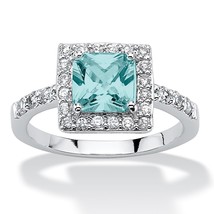 Women Princess Cut December Blue Topaz Stone Sterling Silver Ring 5 6 7 8 9 10 - £80.18 GBP