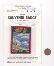 Vtg NEEDLES CHAIR LIFT Patch-Alum Bay I.O.W.-Travel Souvenir-Black Red  - $14.01