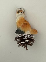 Fox on  Pine Cone carved wood Christmas Ornaments - £9.39 GBP