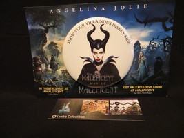 Maleficent Movie Premiere Button Promotional Card Disney Parks Villain E... - $6.77