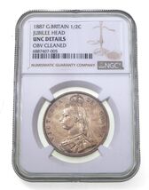 1887 G. Britain 1/2 Crown Jubilee Head Coin, UNC Details By NGC, KM 764 - $324.21
