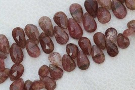 Natural, 8 inch faceted strawberry pear gemstone briolette beads , 10--14 mm, na - £29.56 GBP