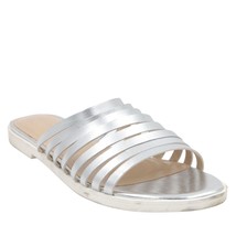 H by Halston Women Strappy Slide Sandals Cora Size US 8M Silver Leather - £7.91 GBP