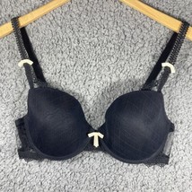 Soma Intimates Push Up Bra Black Lace Yellow Bows Padded Lined Underwire 34D - £6.66 GBP
