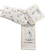 Bichon Frise 3-Piece Kitchen Set - Oven Mitt, Pot Holder &amp; Kitchen Towel... - $32.58 CAD