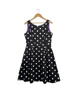 WHBM Dress Womens 10 Black White Polka Dot Fit Flare Sleeveless Round Ne... - $646.33 MXN