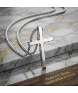 Men’s Titanium Steel Cross Necklace Quality Tough Minimalist Faith Penda... - $29.99