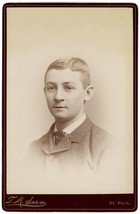 Circa 1880&#39;S Cabinet Card Handsome Young Man Suit Coat &amp; Tie Swem St. Paul, Mn - £7.57 GBP