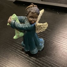 African American Christmas Angel Figurine Ornaments Blue Holiday Kwanza ... - £7.74 GBP