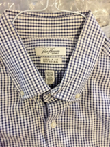 Van Heusen Originals Button Collar Shirt Sz 17-171/2 34/35 Black &amp;White ... - £10.08 GBP