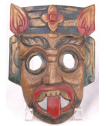 Vtg Hand Carved Wood THAI Mask-Hand Carved &amp; Painted-Decor-8.5x6&quot;-Stuck ... - €31,77 EUR