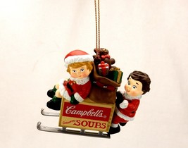 Campbell s Christmas Tree Ornament, Vintage 1996, Kids Riding Soup Crate Sleigh - £15.62 GBP