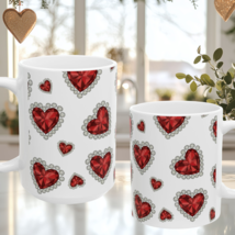 Valentine Heart Coffee Mug Ruby Red Diamond Full Wrap Ceramic Love Gift Cup - $11.87+