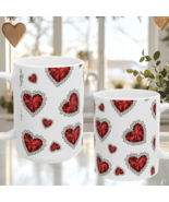 Valentine Heart Coffee Mug Ruby Red Diamond Full Wrap Ceramic Love Gift Cup - $11.87+