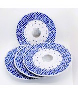 Shell Melamine Dinner Plates Set Of 4 Blue &amp; White Galleyware Morrocon   XX - $15.84