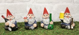 Happy Times Drunk And High Gnome Figurines Collectible Set of 4 Whimsical Gnomes - £32.06 GBP