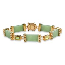 Womens 14K Yellow Gold Over Sterling Silver Jade Peridot 8&quot; Link Bracelet - £320.72 GBP