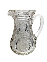 Antique 1800s EAPG Mckee Crystal Glass 9&quot; Heavy Pitcher Aztec Pattern - £47.59 GBP