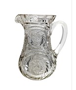 Antique 1800s EAPG Mckee Crystal Glass 9&quot; Heavy Pitcher Aztec Pattern - £46.51 GBP