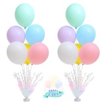 2 Set Pastel Birthday Decorations Rainbow Party Table Balloons Centerpiece Stand - £28.46 GBP