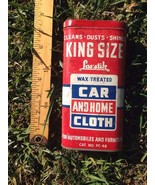 VTG King Size Las&#39;stick Wax treated  Cloth  Car Red Blue Advertising Tin... - $36.64 CAD