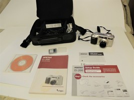 Pentax EI-200 Digital Camera case, Mem cards, paperwork, charger, cables Nice!! - £63.86 GBP