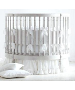 42&quot; diameter Round Crib Bedding Ruffle Crib skirt 600 tc 100% Cotton WHI... - $1,522.97 MXN