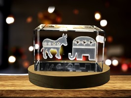 LED Base included | Political Animals Subsurface Engraved Crystal Novelty Decor - $25.99 - $259.99