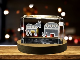 LED Base included | Political Animals Subsurface Engraved Crystal Novelty Decor - £31.59 GBP - £316.05 GBP