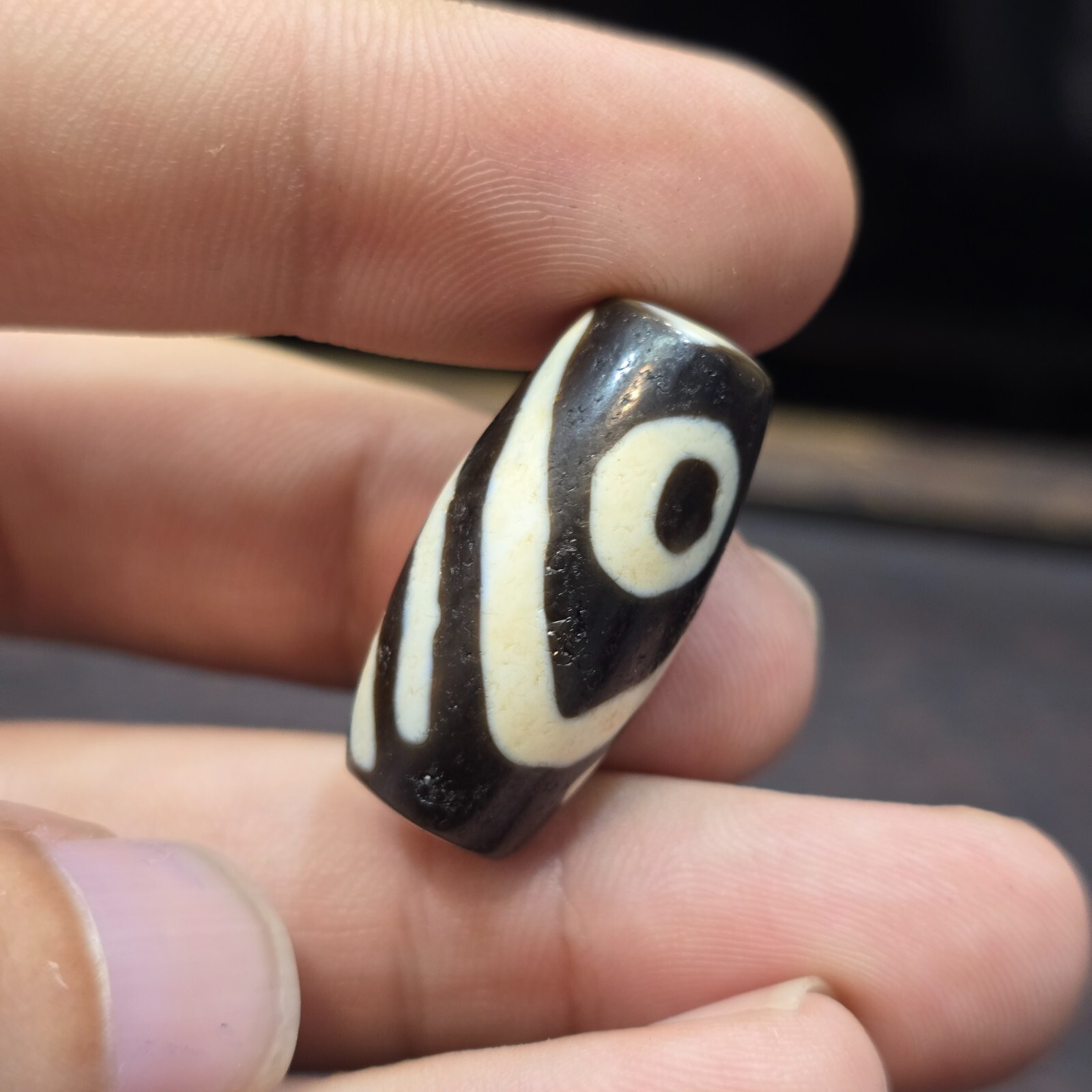 Antiguo tibetano muy único patrón ojo ágata piedra Dzi Bead Amulet Item image 10