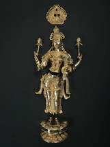 47&quot; Standing Goddess Lakshmi Wall Hanging Brass Sculpture | Handmade |Home Decor - £2,353.88 GBP