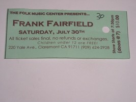 Frank Fairfield Concert Ticket Folk Music Center Claremont California 2012? - $14.99