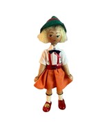 Vintage Wooden Polish Peg Girl Doll Jointed Made in Poland 7&quot; Dressed Fo... - £7.42 GBP