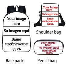 3pcs/Set  Customize your image BackpaChildren  School Bags Teenage Backpack Cust - £44.87 GBP