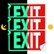 EXIT Signs Glow In The Dark EXIT Decals 3 Pack 12&quot;x7&quot; EXIT Photoluminesc... - £18.04 GBP