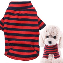 Pet Dog Clothes Stripe  T Shirt neck Doggy Pullover Pet Apparel For Small Medium - £48.66 GBP