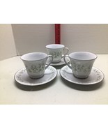 Set of 3 Noritake Savannah Platinum Cups and Saucers 2031 Floral Japan - £17.86 GBP