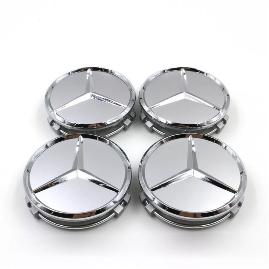 4 PCS 75mm / 3 INCH Chrome WHEEL BADGE CENTER CAPS FOR MERCEDES BENZ C E... - $24.81 CAD