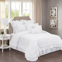 HIG 8 Piece Pre-washed Microfiber Comforter Set Dark Gray/Off White - Queen King - £35.58 GBP+
